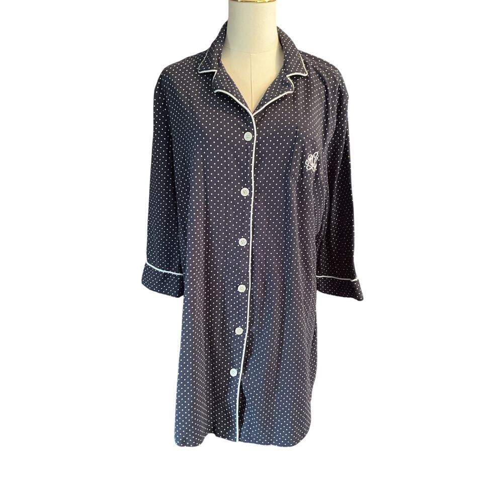 Lauren Ralph Lauren Women's Blue Dotted Sleep Shirt.  Size XL